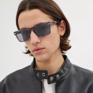 Coach Keyhole Square Sunglasses Transparent Grey/Dark Blue Solid - Transparent Grey/Dark Blue Solid