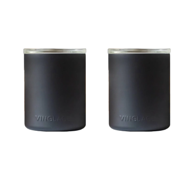 Glass Lined Whiskey Low Ball Set of 2 - Black