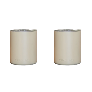 Glass Lined Whiskey Low Ball Set of 2 - Khaki