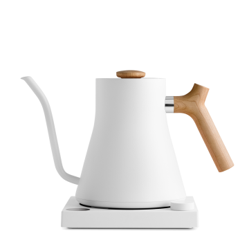 Stagg EKG Electric Kettle - Matte White + Maple