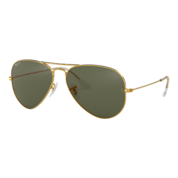 Ray-Ban Polarized Aviator Classic Sunglasses Gold/Polarized Crystal Green - Gold/Polarized Crystal Green