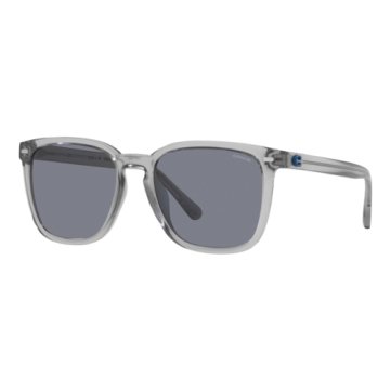 Coach Keyhole Square Sunglasses Transparent Grey/Dark Blue Solid - Transparent Grey/Dark Blue Solid